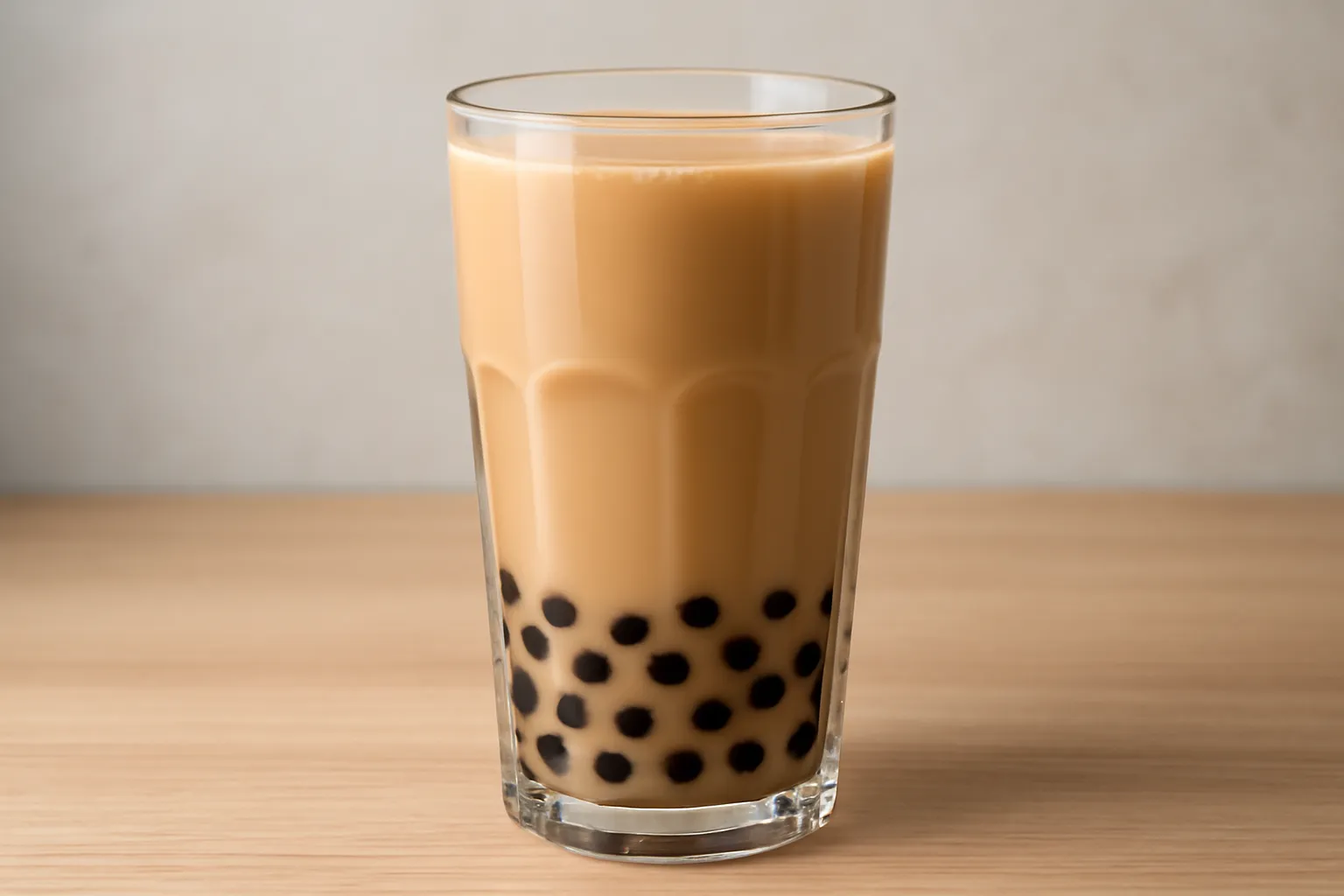Ly trà sữa cao với trân châu lắng dưới đáy
